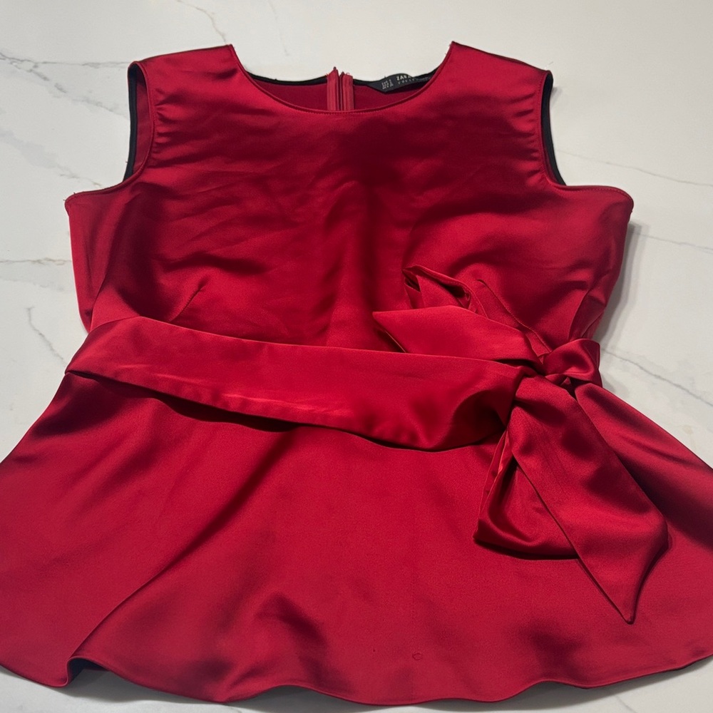 Zara Vibrant Red Satin Top